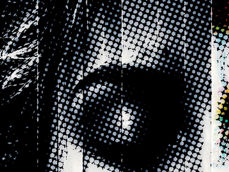 Close-up of the same artwork after the Halftone Generator: individual printable dots